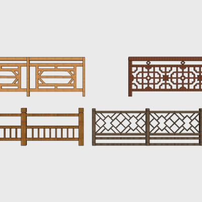 Chinese-style wooden balustrade handrail