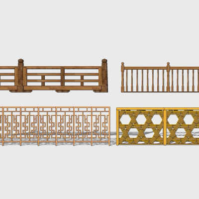 Chinese-style wooden balustrade handrail