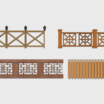 Chinese-style wooden balustrade handrail