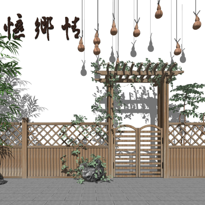 Chinese-style solid wood courtyard fence