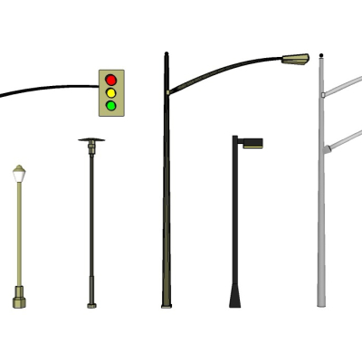 Modern traffic light street lamp combination