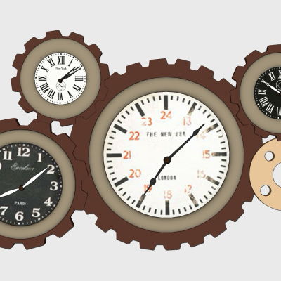 Industrial wind gear wall clock