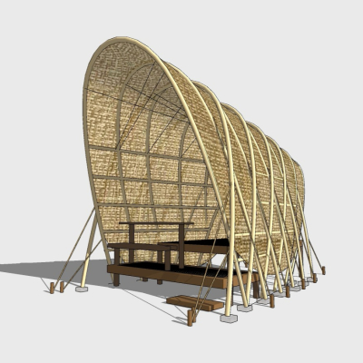 Natural wind bamboo thatched house