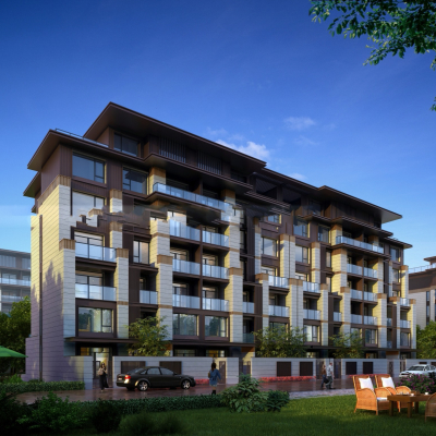Appearance of modern residential apartment building