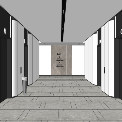 Modern office elevator hall