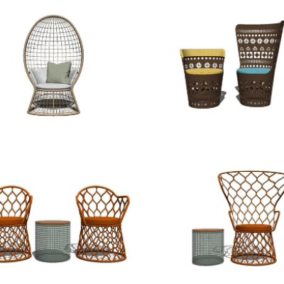 Modern leisure rattan chair combination