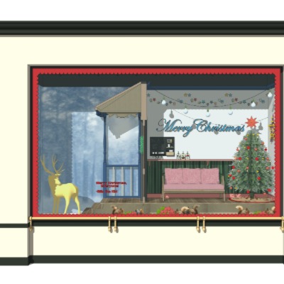 Modern Christmas Theme Window