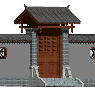 Chinese style door head courtyard wall