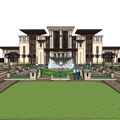 Neoclassical Style residential entrance landscape