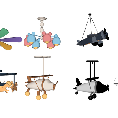 Modern children's cartoon airplane chandelier