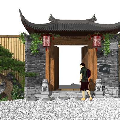 Chinese Homestay Courtyard Gate