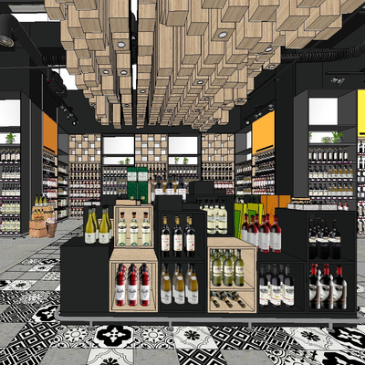 Modern Supermarket Red Wine Zone