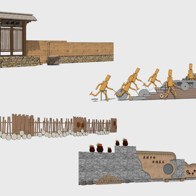 Neo-Chinese Style Rural Folk Culture Landscape Wall