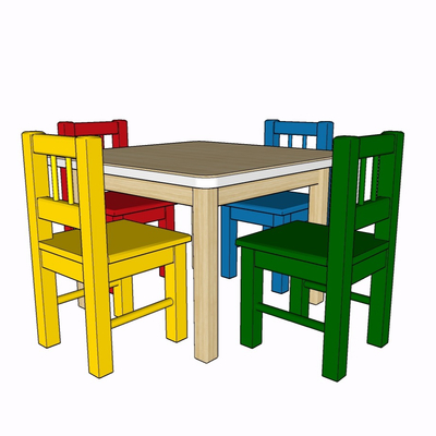 Modern solid wood children table and chair free