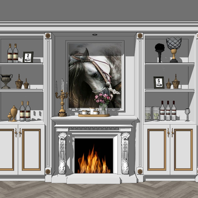 European-style wine cabinet fireplace