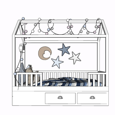 Modern solid wood children bed free