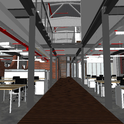 Industrial wind open office area