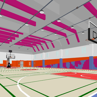 Modern indoor basketball court