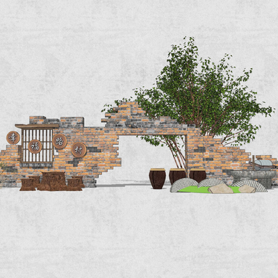 Natural wind country landscape wall gardening sketch