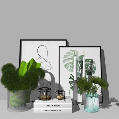 Modern Green Plant Vase Ornaments