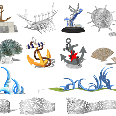 Modern Marine Theme Sculpture of Fishing Culture