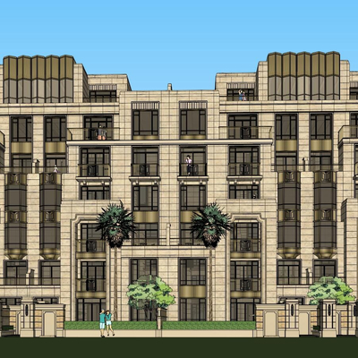 Neoclassical Style high-rise villa building appearance