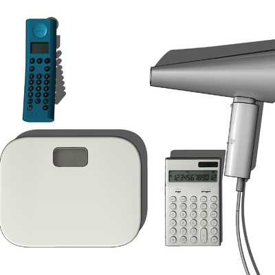 Modern telephone electronic scale calculator hair dryer