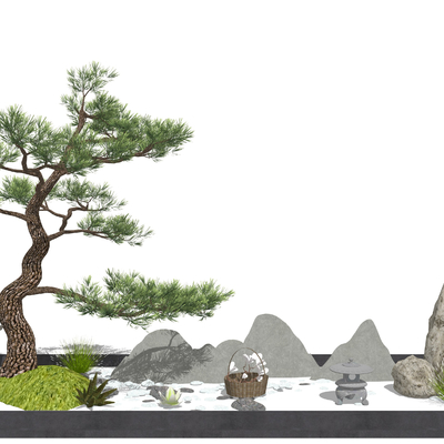 New Chinese Pine Tree Dry Landscape Sparkby