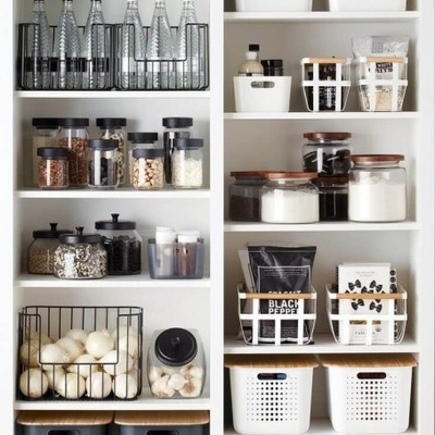 Modern seasonings bottle jar shelf