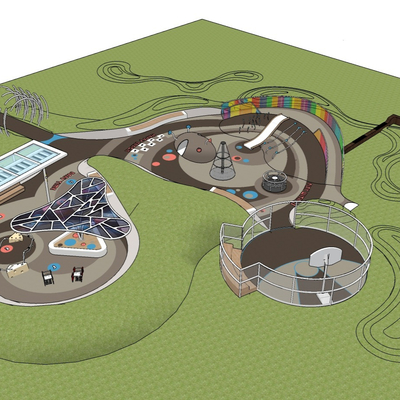 Modern Children's Playground Aerial View Planning