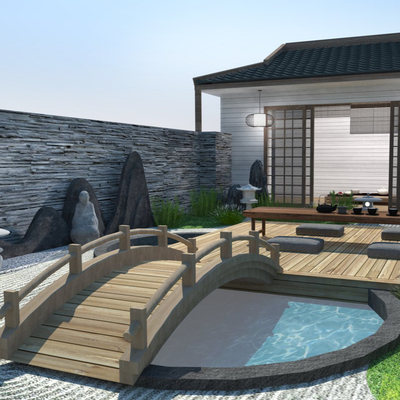 Japanese-style courtyard view