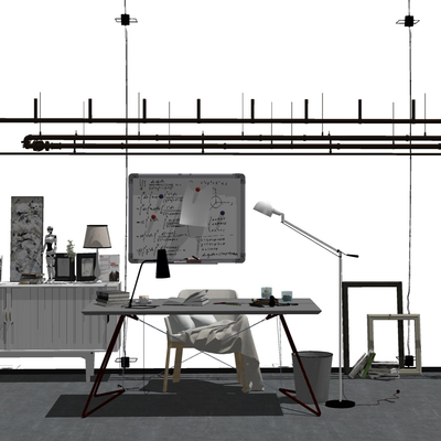 Industrial wind desk and chair