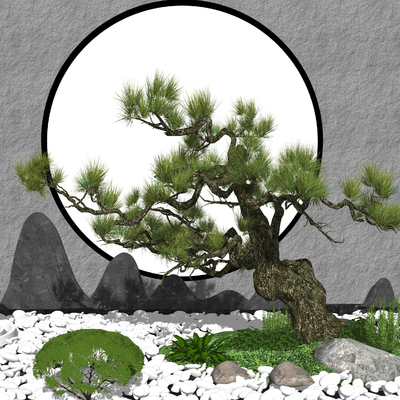 Neo-Chinese Style landscape sketch of dry landscape welcome pine