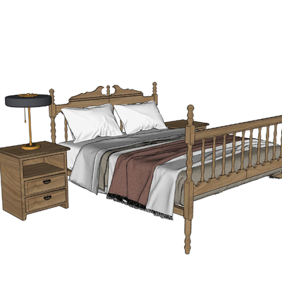 Jane European solid wood double bed