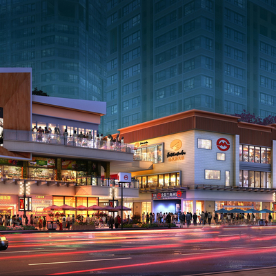 Night view of modern commercial street