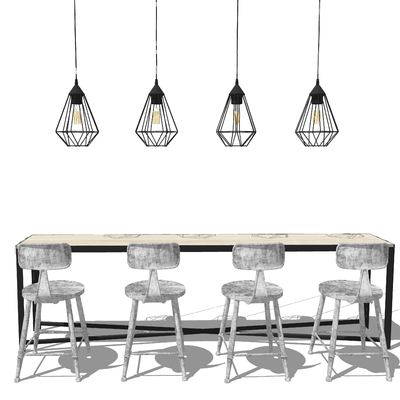 Industrial wind chandelier bar counter