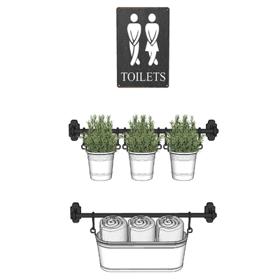 Industrial Bathroom Plant Rack Towel Rack