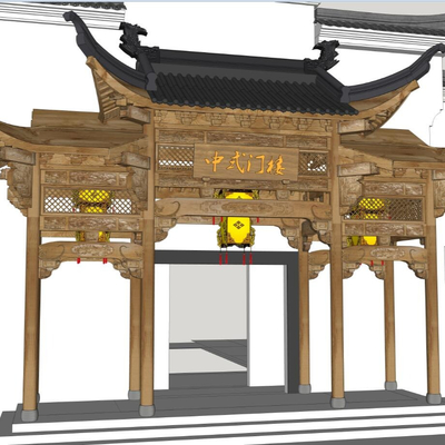 Chinese-style ancient building door head