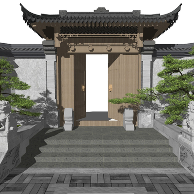 Chinese-style courtyard gate