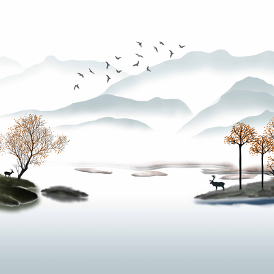 Ink landscape decorative painting