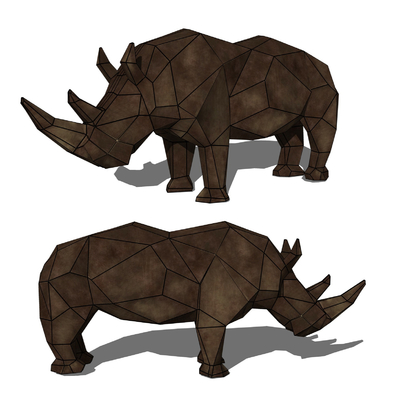 Modern bronze rhino sculpture