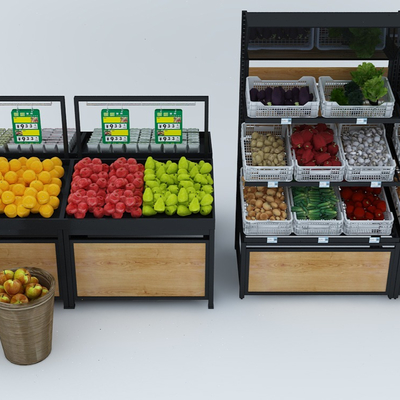 Modern Supermarket Vegetable and Fruit Shelf