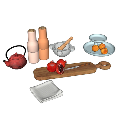 modern chopping board pomegranate teapot