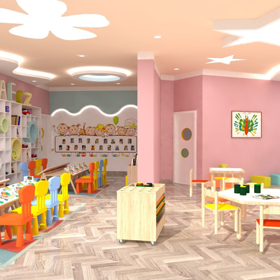 Modern kindergarten classroom activity room