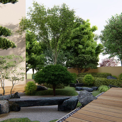 Japanese-style courtyard view