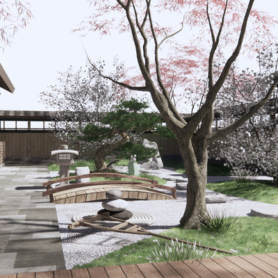 Japanese-style courtyard view