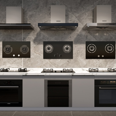 Modern range hood integrated stove