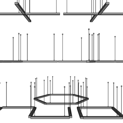 Modern long office chandelier