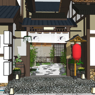 Japanese-style dry landscape courtyard