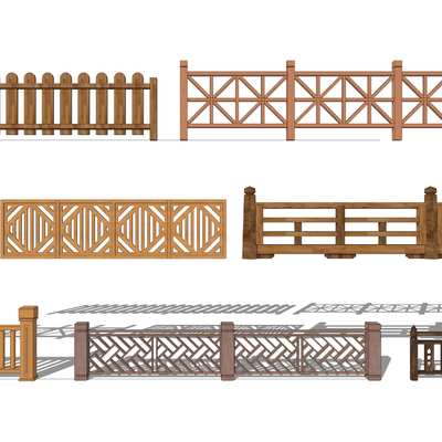 Natural wind solid wood railing guardrail